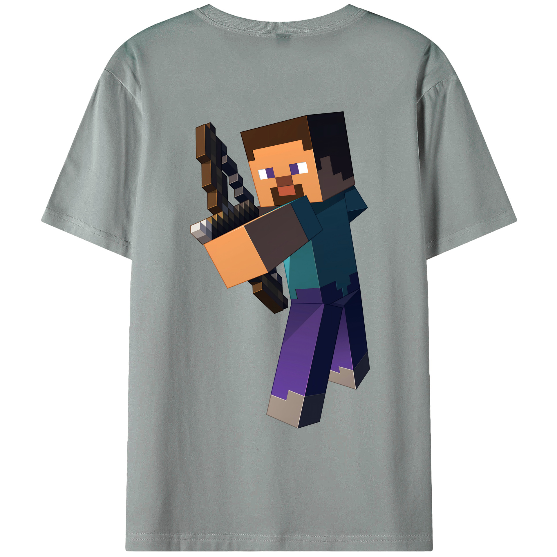 （画像用） マインクラフト ブロックの世界 Minecraft MC Block world 綿100％ メンズ半袖Tシャツ（バックプリント） 通気性